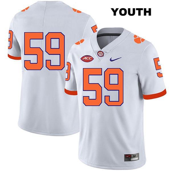 Youth Clemson Tigers #59 Gage Cervenka Stitched White Legend Authentic Nike No Name NCAA College Football Jersey UEW5046EP